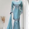 PARTY CHIFFON GHARARA BLUE