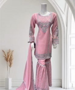 D12 Chiffon Gharara Pink