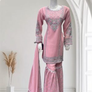D12 Chiffon Gharara Pink
