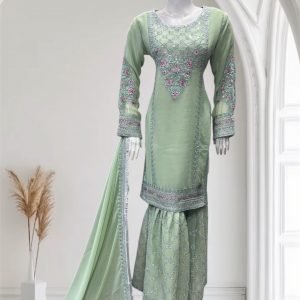 D12 Chiffon Gharara Green