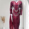 D16 Viscose Plazzo Suits Maroon