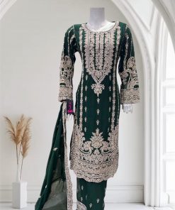 D22 Party Chiffon Plazzo BottleGreen