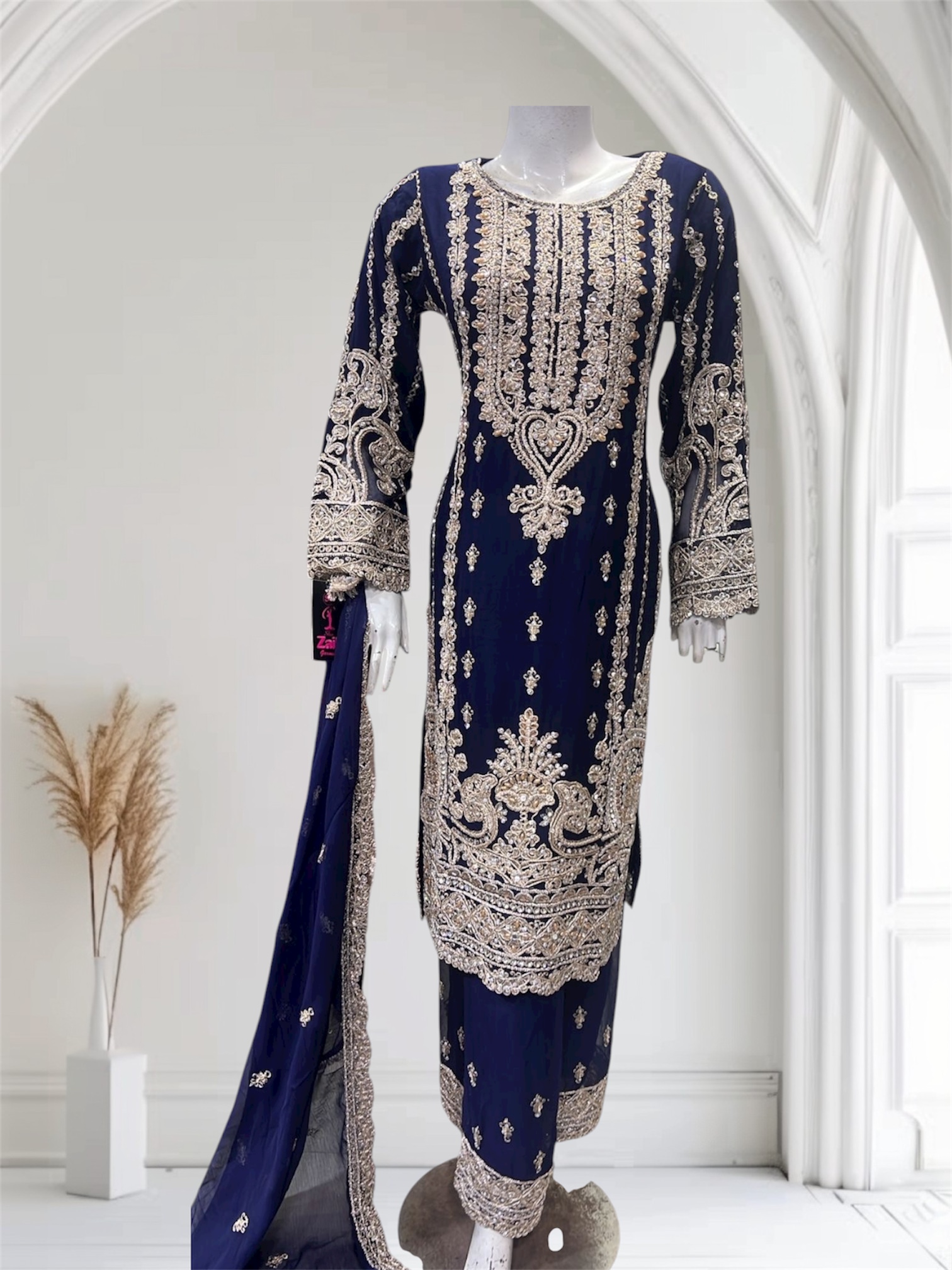 D22 Party Chiffon Plazzo BottleGreen - Image 2