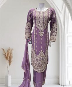 D22 Party Chiffon Plazzo Lilac
