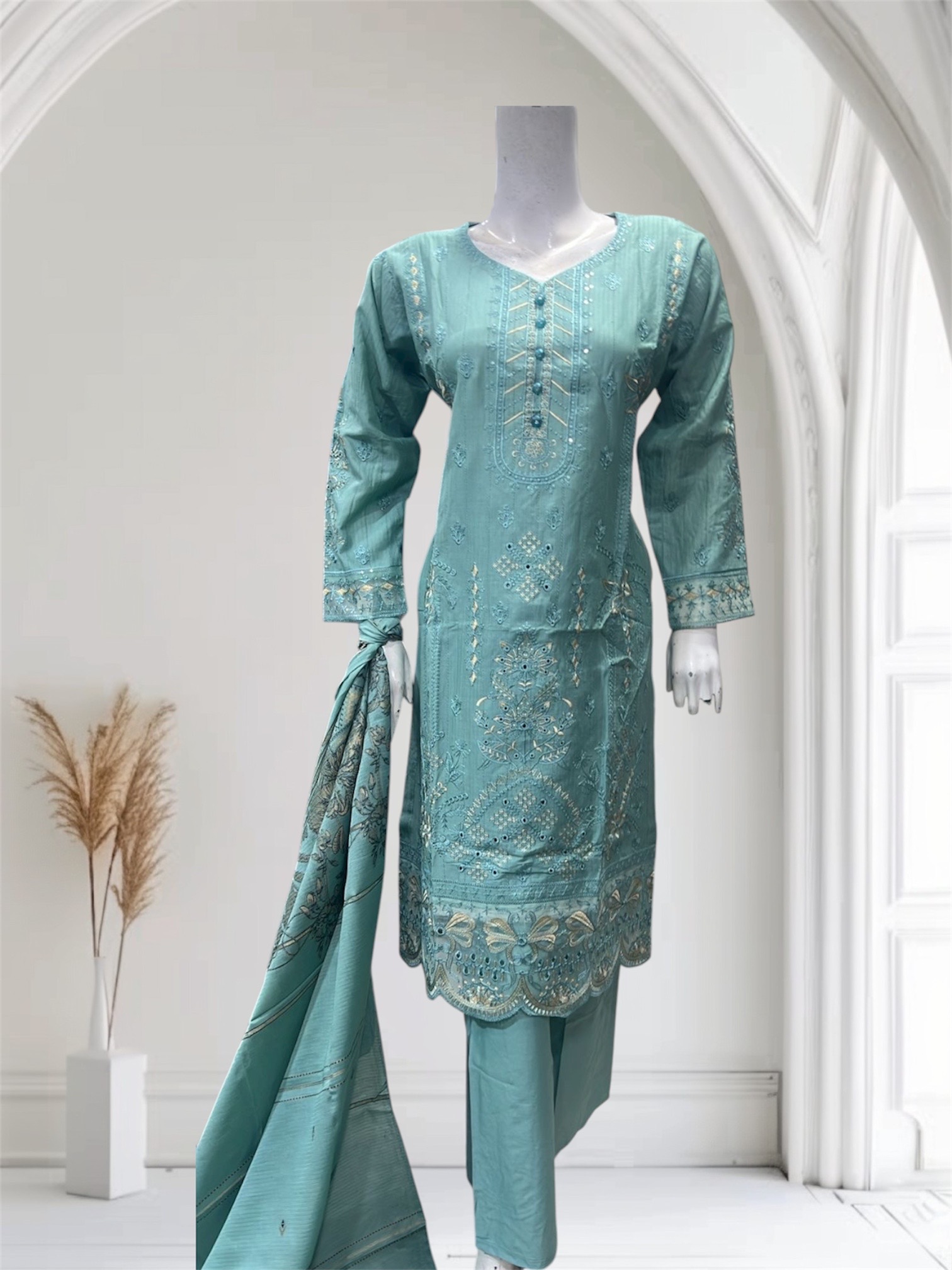 D21 Mix Cotton Plazzo Sage