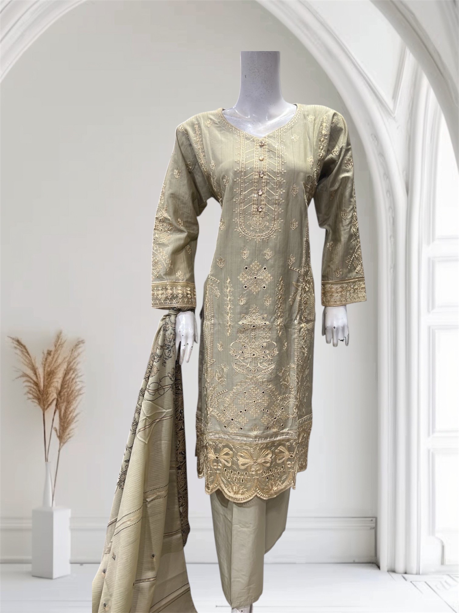 D21 Mix Cotton Plazzo Sage - Image 2