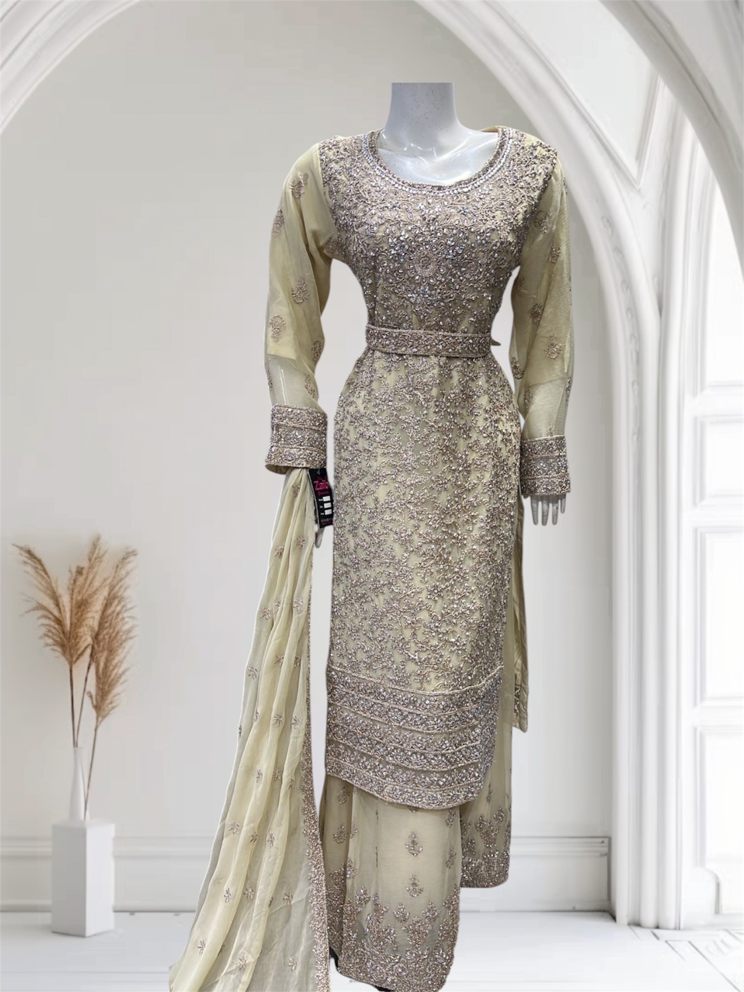 D24 Party Chiffon Plazzo BottoleGreen - Image 4