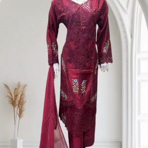 D19 Viscose Plazzo Suits Maroon