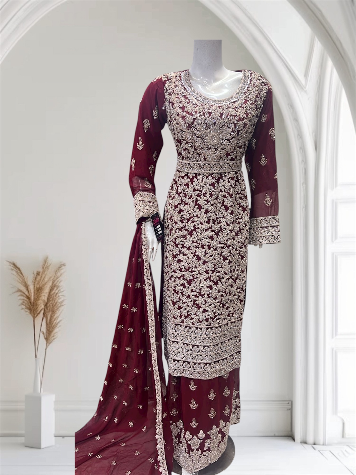 D24 Party Chiffon Plazzo BottoleGreen - Image 3