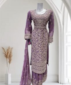 D24 Party Chiffon Plazzo Dusty Pink