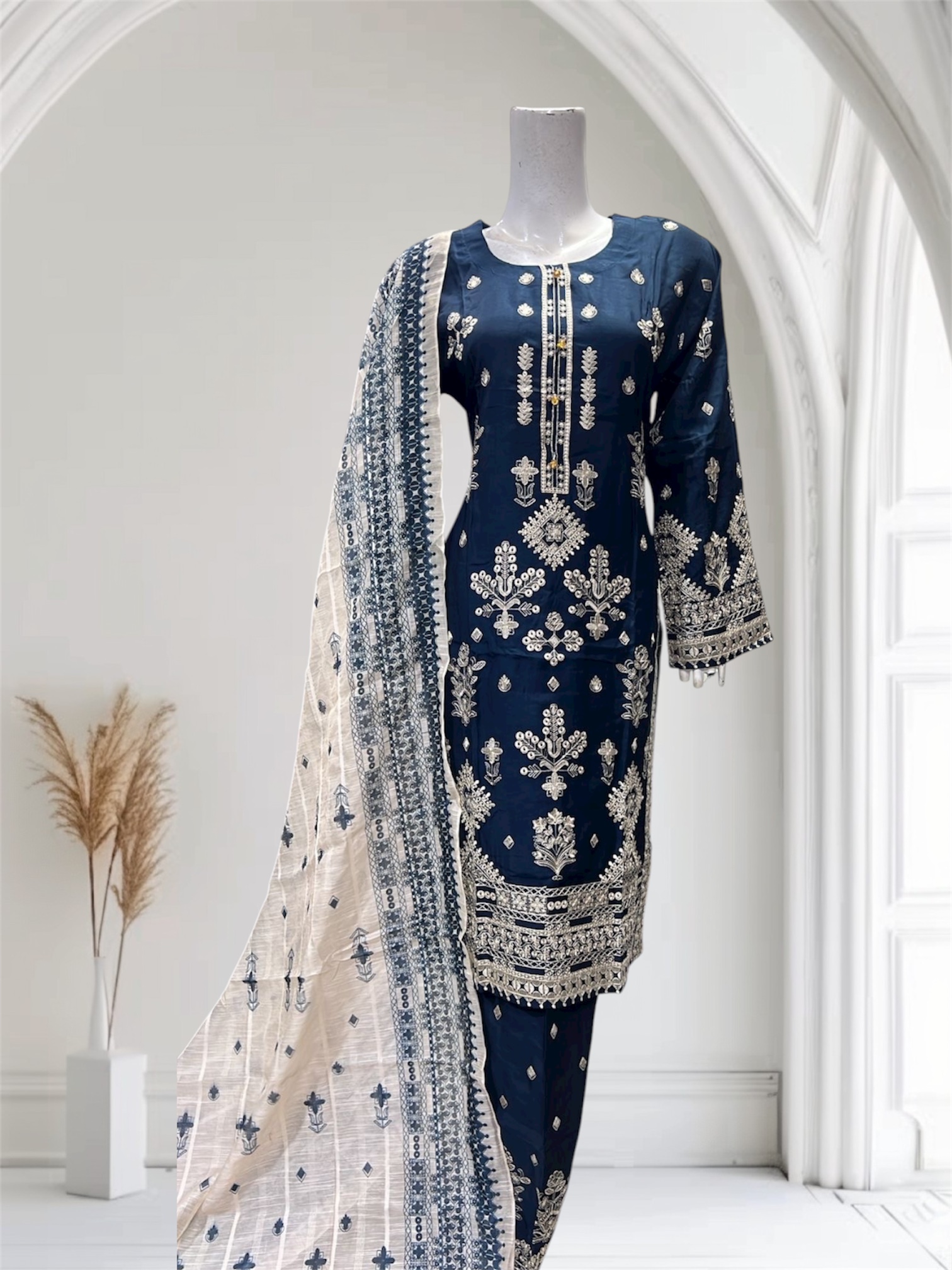 D15 Viscose Plazzo Suits TealBlue