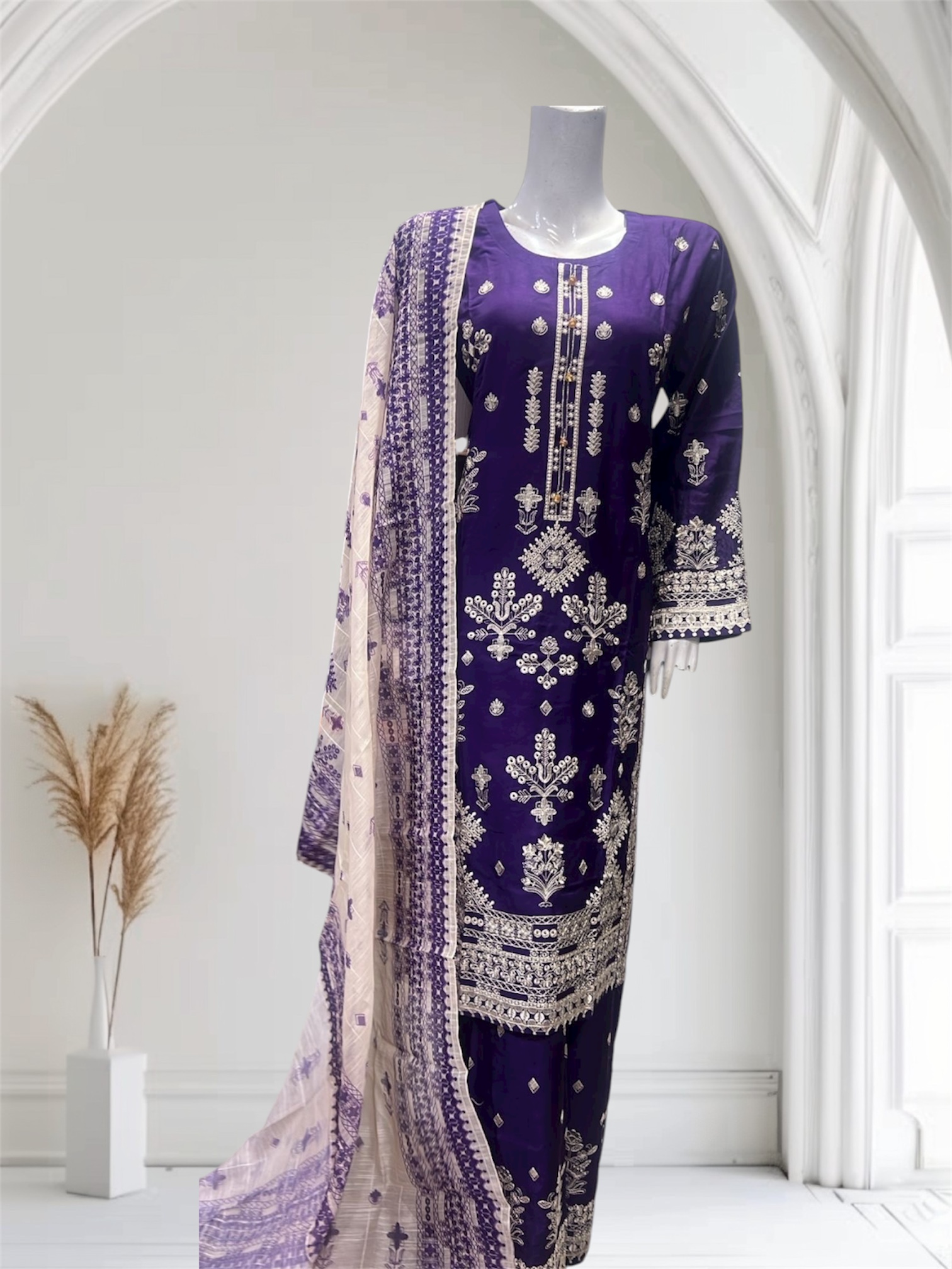 D15 Viscose Plazzo Suits TealBlue - Image 5