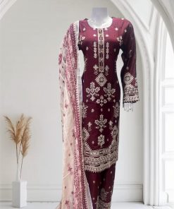 D15 Viscose Plazzo Suits Maroon