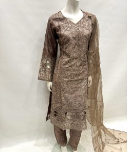 Alternative view of E25-D1 Sequins Embroidered Salwar Kameez Brown