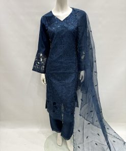 E25-D1 Sequins Embroidered Salwar Kameez Slate Grey