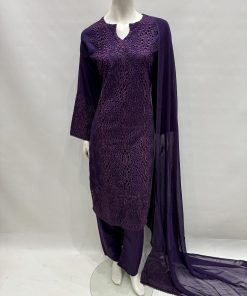 E25-D3 Trendy Cut Work Salwar Kameez Purple