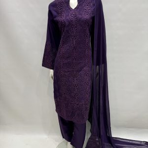E25-D3 Trendy Cut Work Salwar Kameez Purple