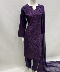 Alternative view of E25-D3 Trendy Cut Work Salwar Kameez Purple