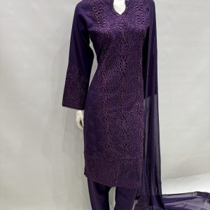 Alternative view of E25-D3 Trendy Cut Work Salwar Kameez Purple