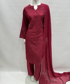 E25-D3 Trendy Cut Work Salwar Kameez Maroon