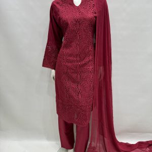 E25-D3 Trendy Cut Work Salwar Kameez Maroon