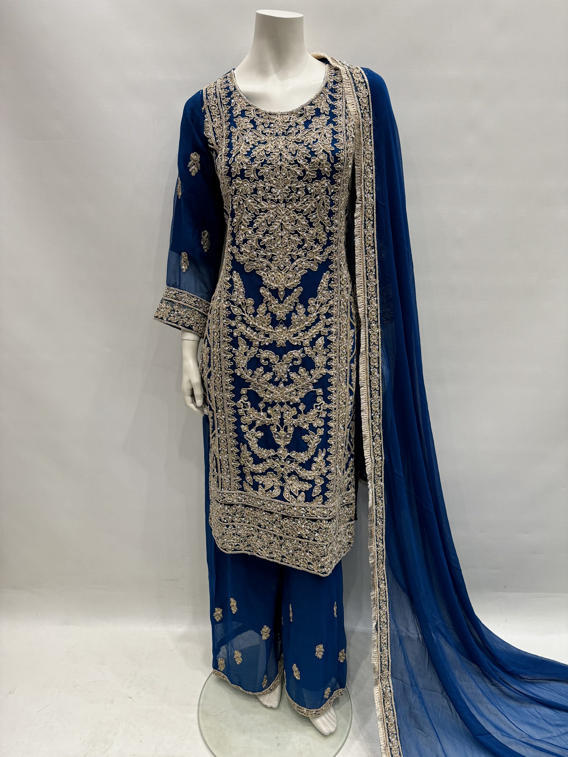 E25-D4 Party Plazzo Suit Teal