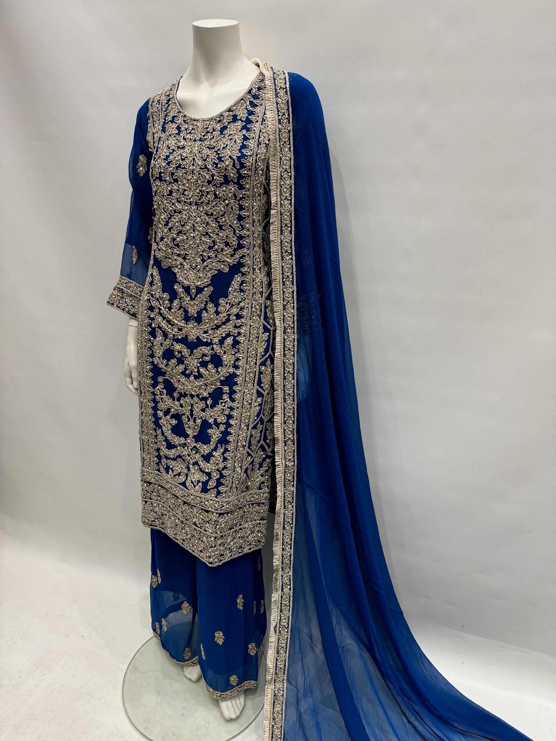 E25-D4 Party Plazzo Suit Teal - Image 6