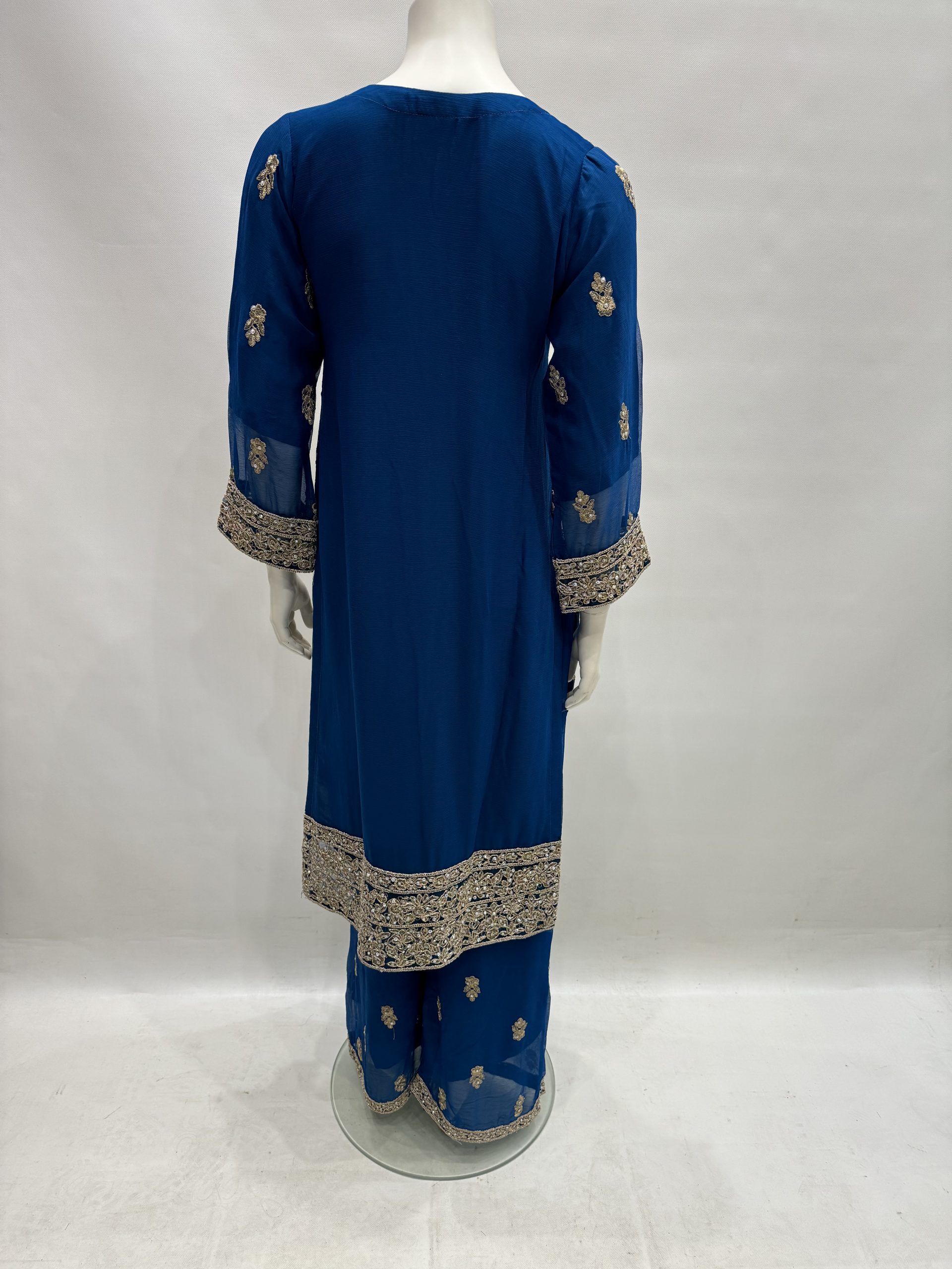 E25-D4 Party Plazzo Suit Teal - Image 3