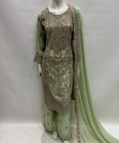 E25-D4 Party Plazzo Suit Mint Green