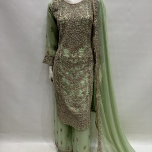 E25-D4 Party Plazzo Suit Mint Green