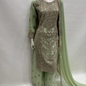 Alternative view of E25-D4 Party Plazzo Suit Mint Green