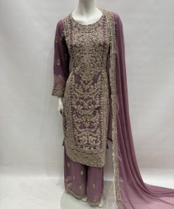 E25-D4 Party Plazzo Suit Dusty Pink