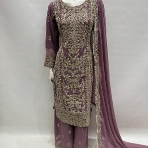 E25-D4 Party Plazzo Suit Dusty Pink