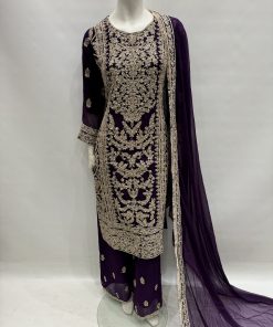 E25-D4 Party Plazzo Suit Purple