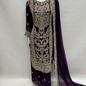 E25-D4 Party Plazzo Suit Purple