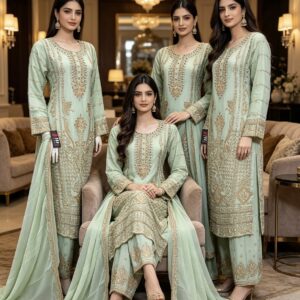 SK12 Chiffon Party Plazzo Green