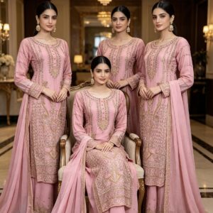 SK12 Chiffon Party Plazzo Pink