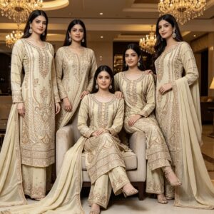 SK12 Chiffon Party Plazzo Gold